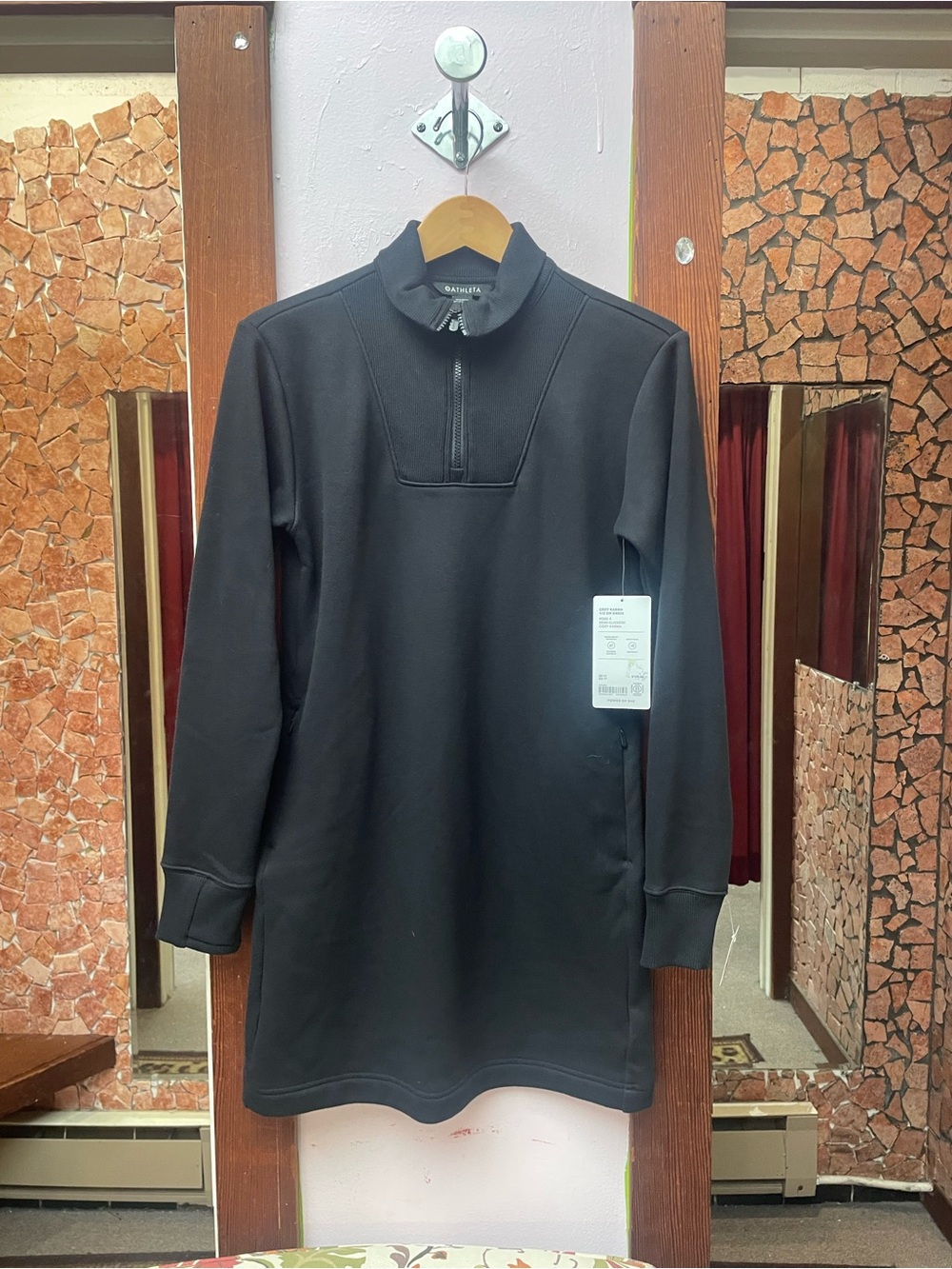 Athleta Black Half-Zip Sweatshirt Dress - Picture 3 of 8
